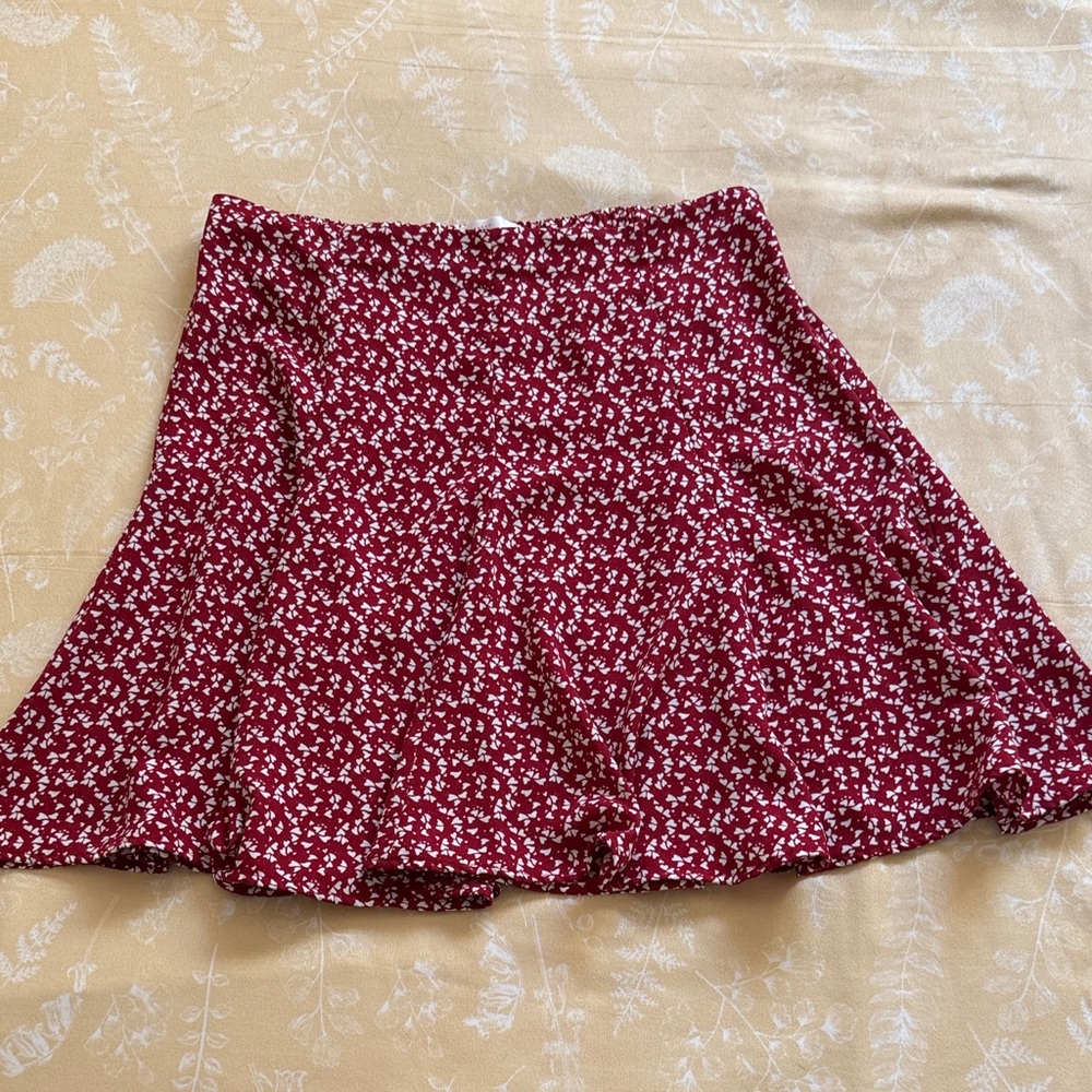 LC Lauren Conrad Burgundy Floral Skirt